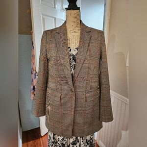 Loft Plaid Single-Button Modern Blazer